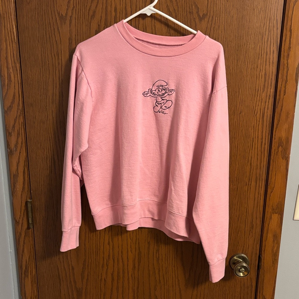 vintage Pink smurf Graphic Sweatshirt